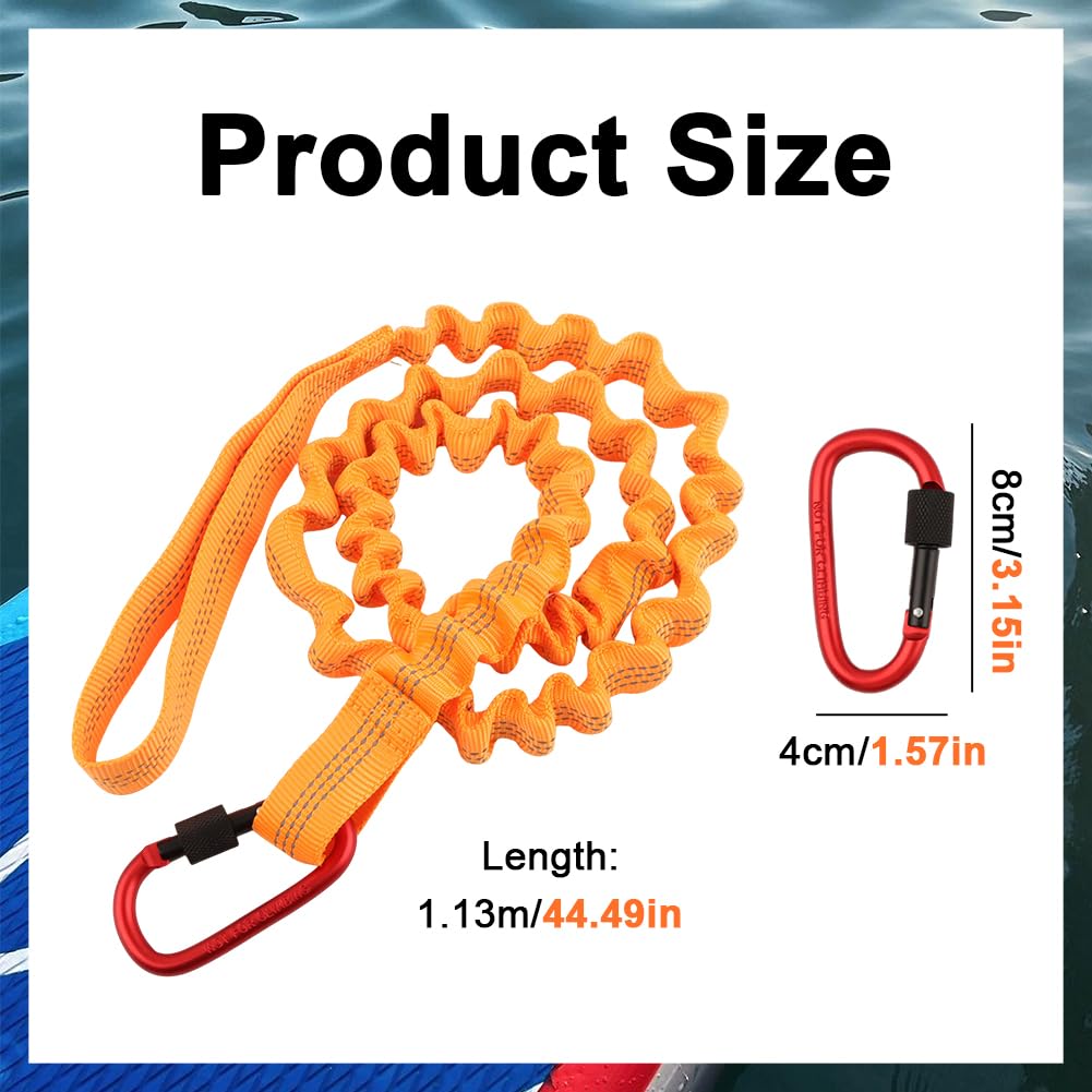 Stretchable Kayak Paddle Leash with Locking Carabiner E167084