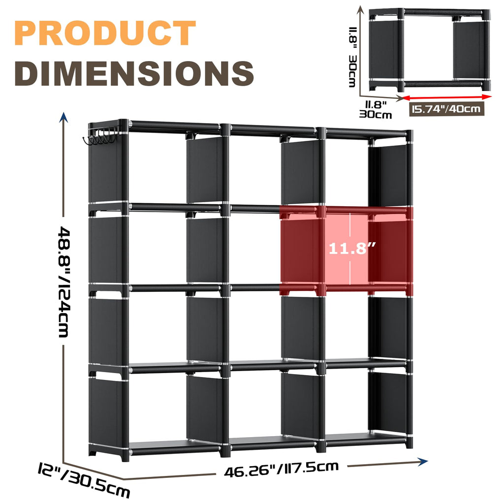 Black 12 Cube Metal Bookcase G781