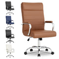 Brown Leather High Back Office Chair with Armrest E8212