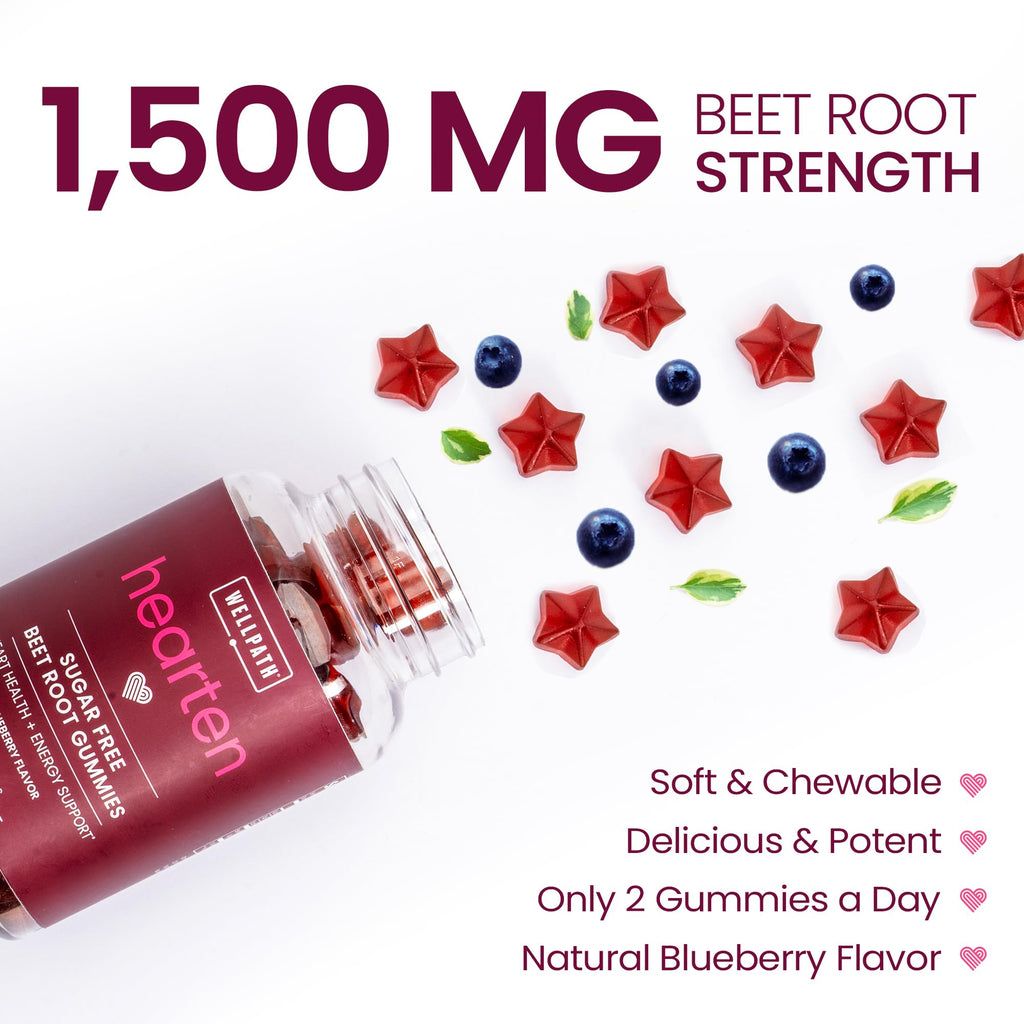 Sugar Free 1500 mg Blueberry Flavor Beet Root Gummies, 60 Ct A8342