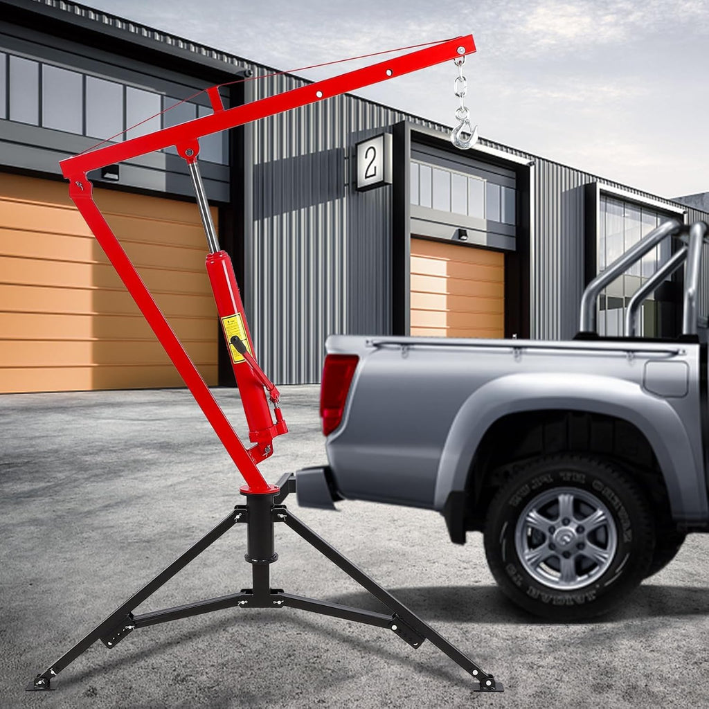 Hydraulic Pickup Truck Crane, 1000 Lbs Capacity, 360° Swivel, Red S772211