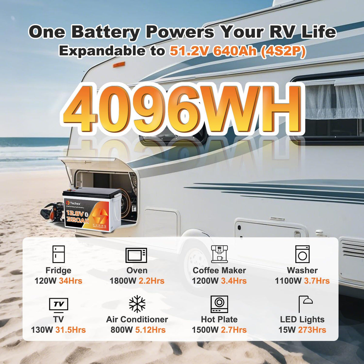 12V 320Ah LiFePO4 Battery with 200A BMS B7149