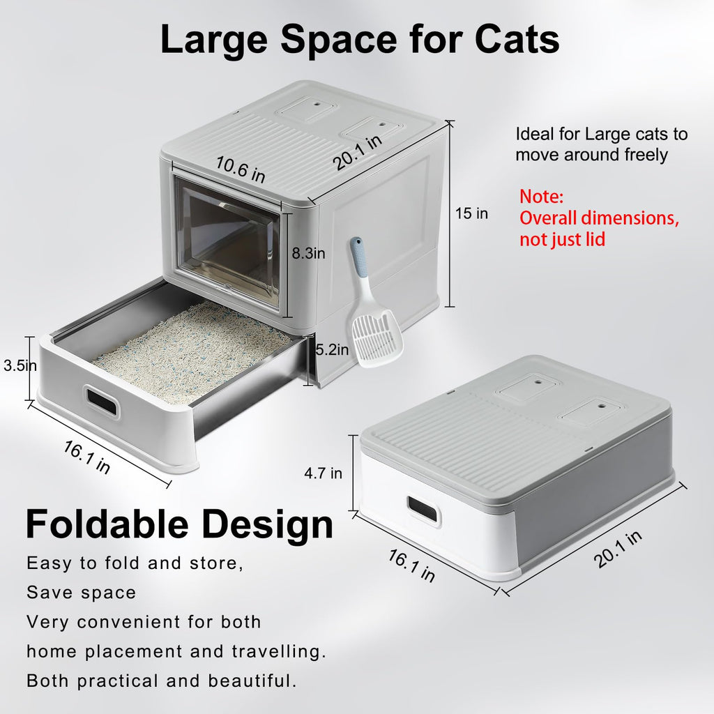Enclosed Stainless Steel Cat Litter Box with Lid T99284