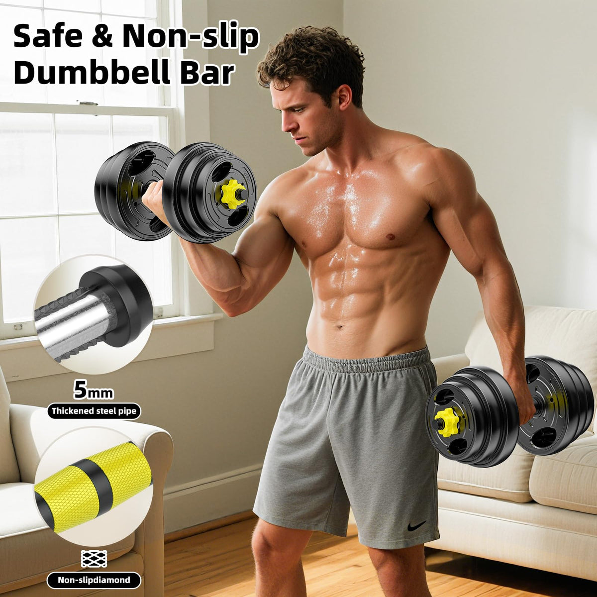 Adjustable Dumbbell Set 10-90lbs Free Weights P409