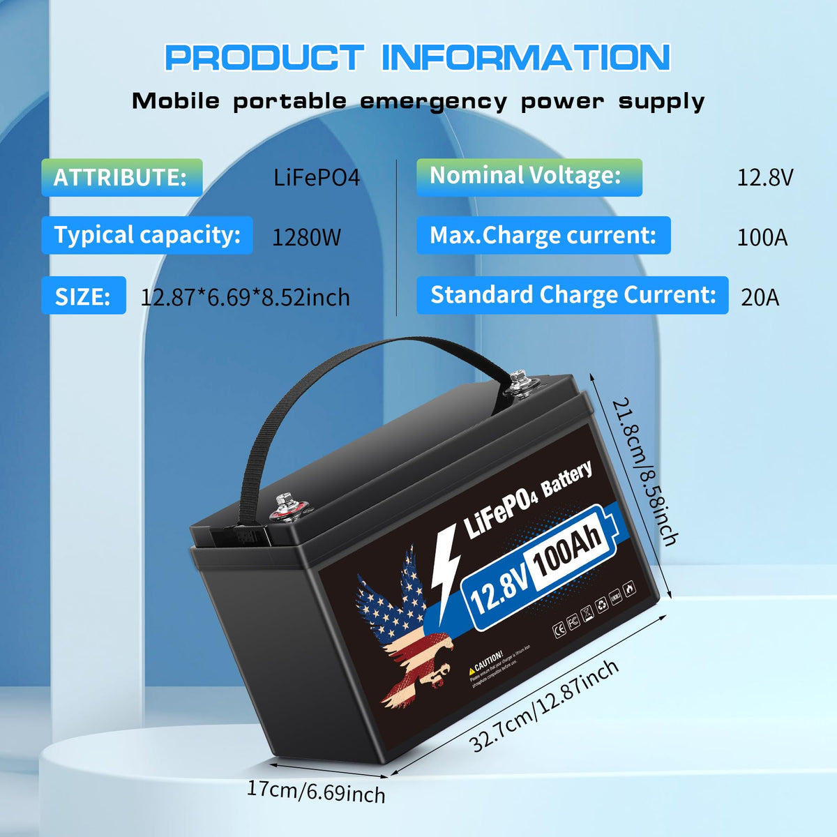 12V 100Ah LiFePO4 Lithium Battery Group 31 J842