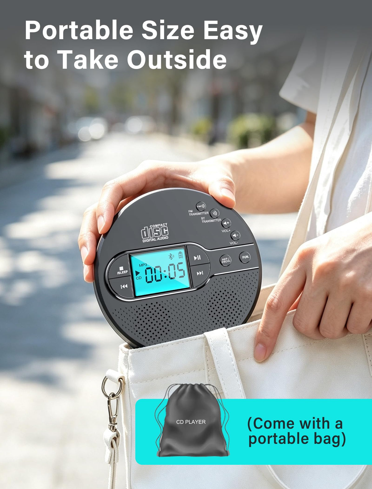 Portable CD Player with Bluetooth USB AUX FM Y381299