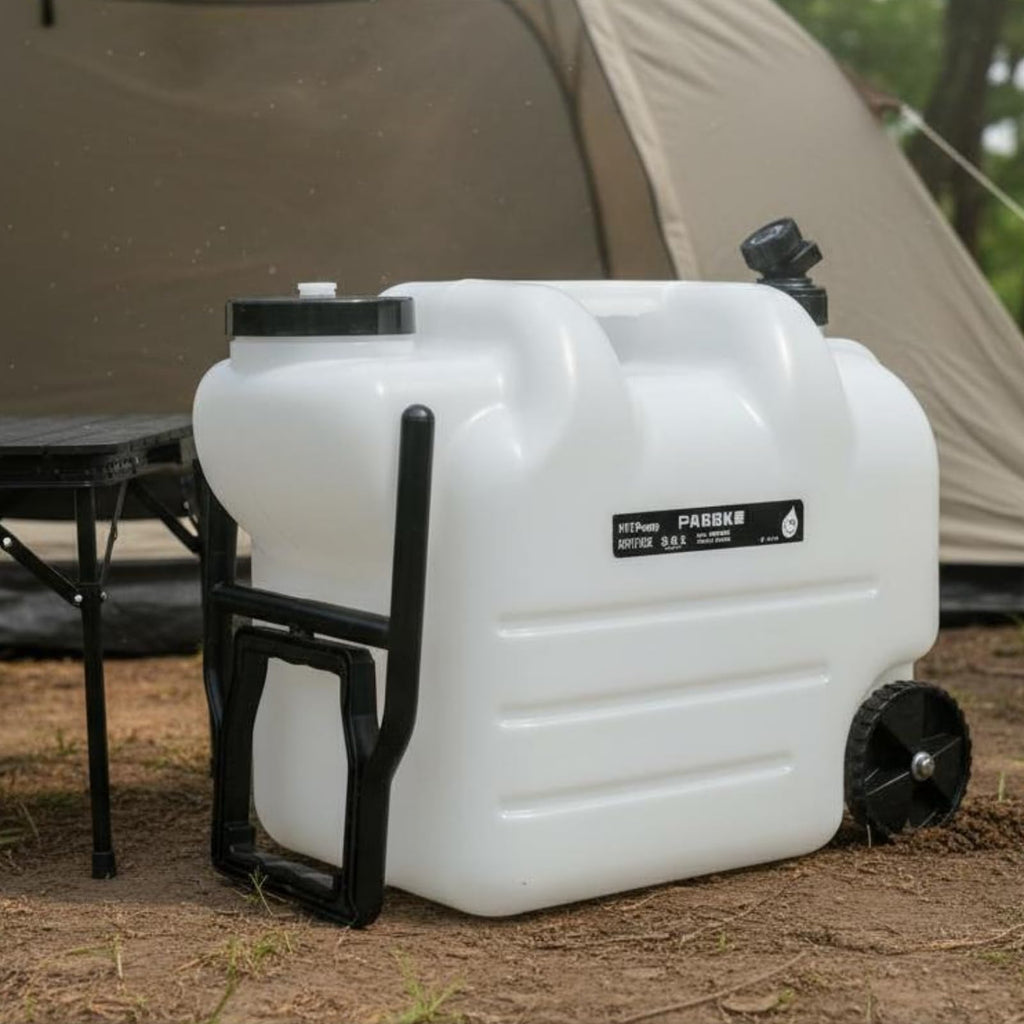 Portable Water Container with Faucet, Wheels, Black O855