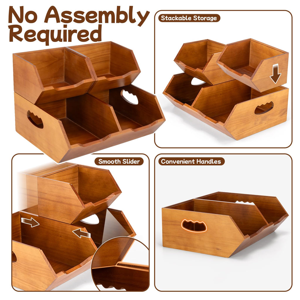 Wooden Stackable Pantry Storage Bins K780555