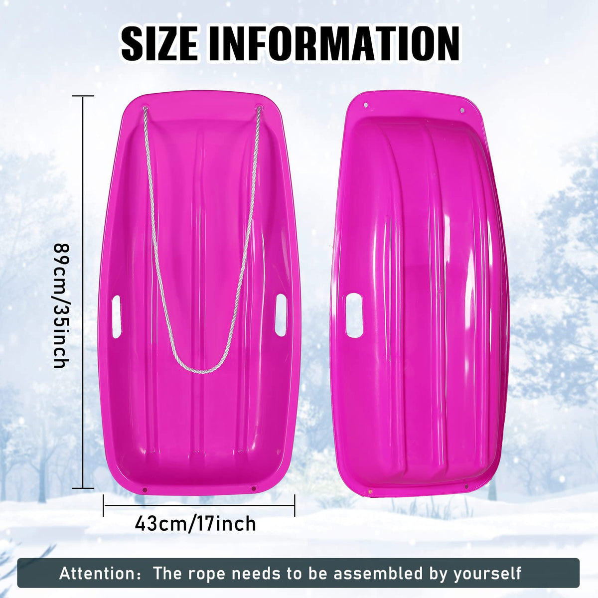6 Pcs 35 in Plastic Snow Sled T31426