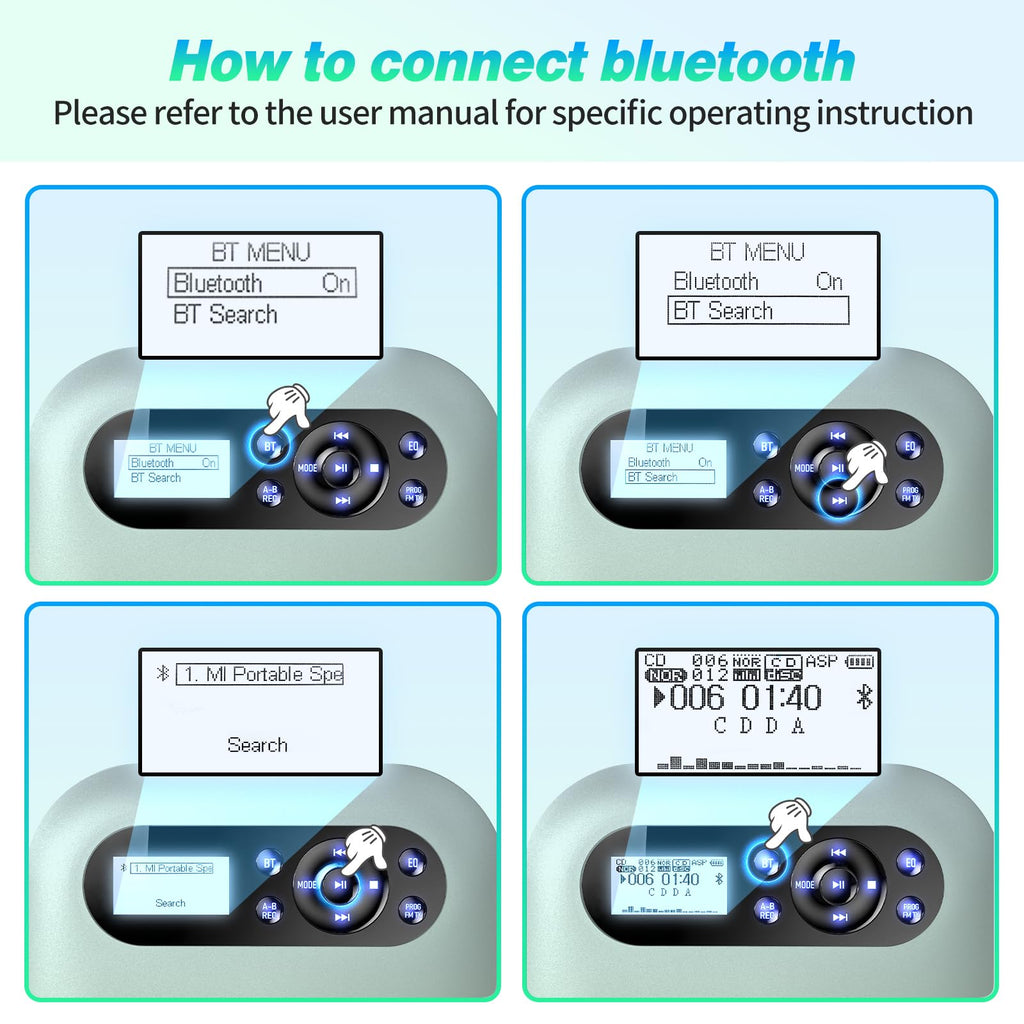 Portable CD Player with Bluetooth V9564