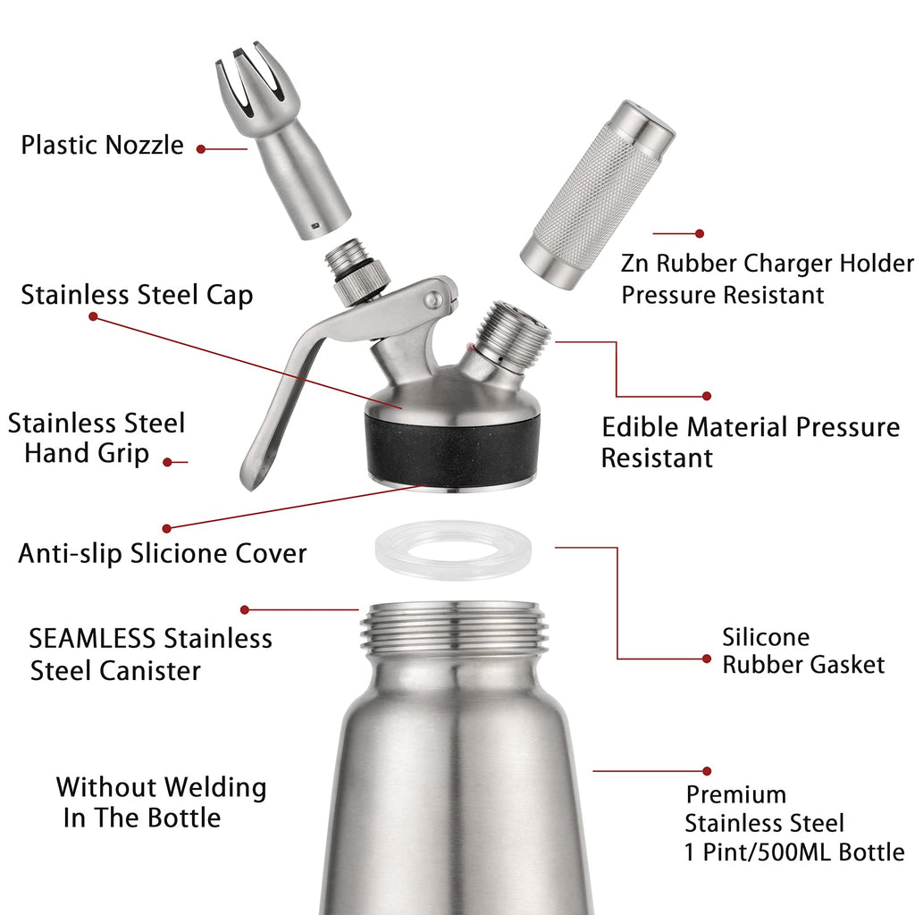 Spare Parts and Accessories for Whipped Cream Dispenser 304 Stainless Steel D495