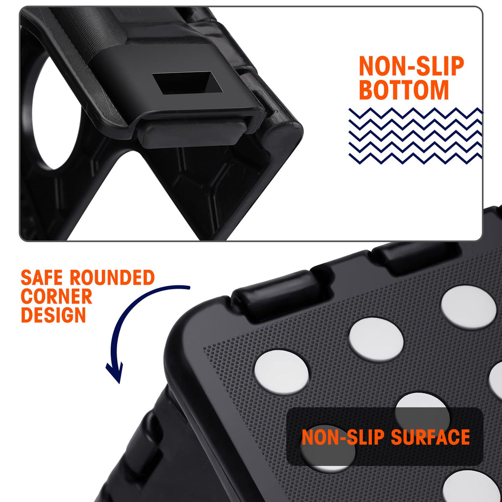 18" Non-Slip Folding Step Stool 300 lbs Black U5364
