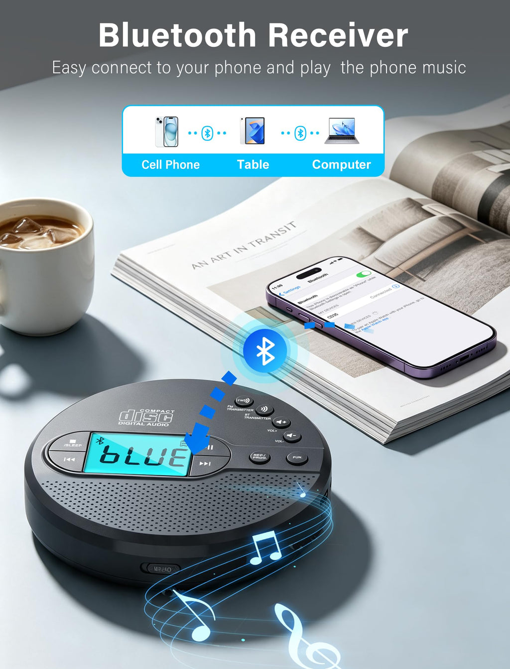 Portable CD Player with Bluetooth USB AUX FM Y381299