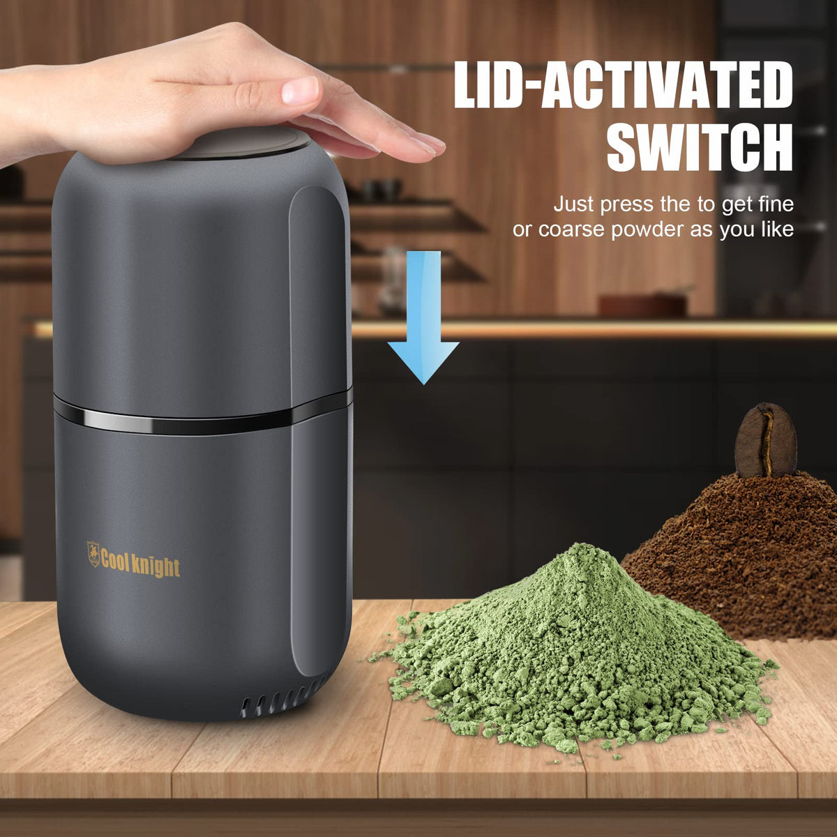 Electric Herb Grinder with Pollen Catcher 7.5" Grey T1115