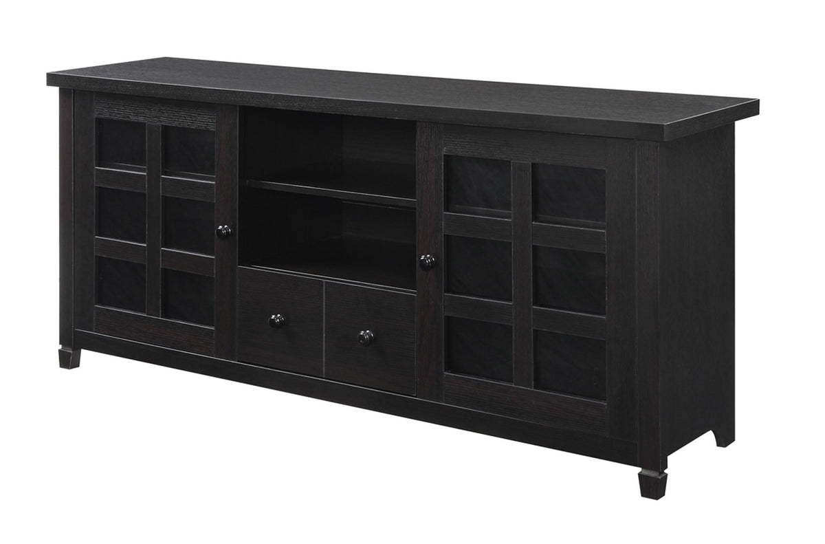 Espresso 1 Drawer TV Stand with Storage Cabinets and Shelves Q5892