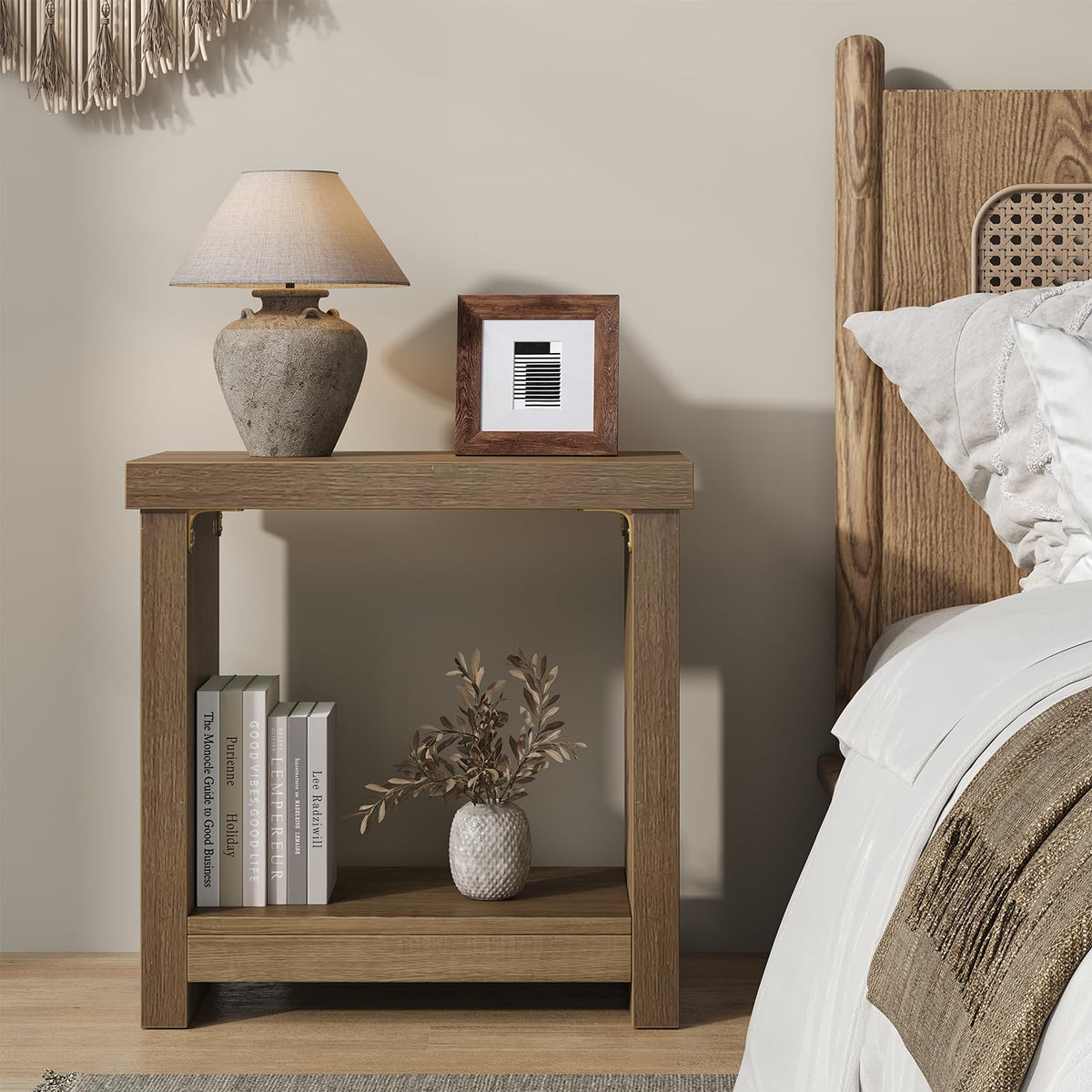 Brown Set of 2 End Tables with Storage Shelves F73552