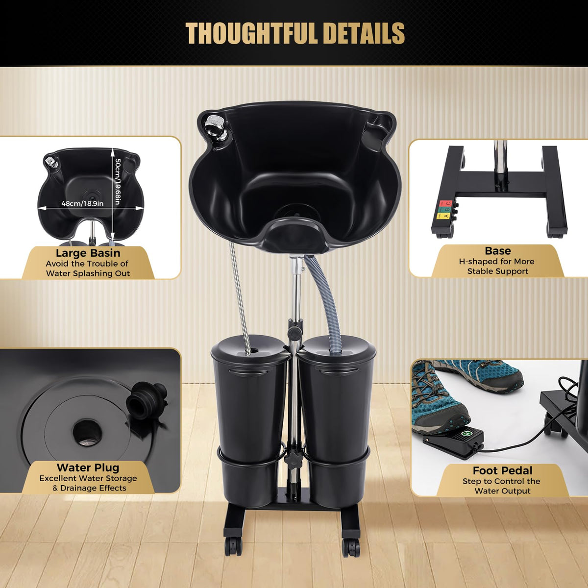 Portable Shampoo Bowl with Electric Pump J2165