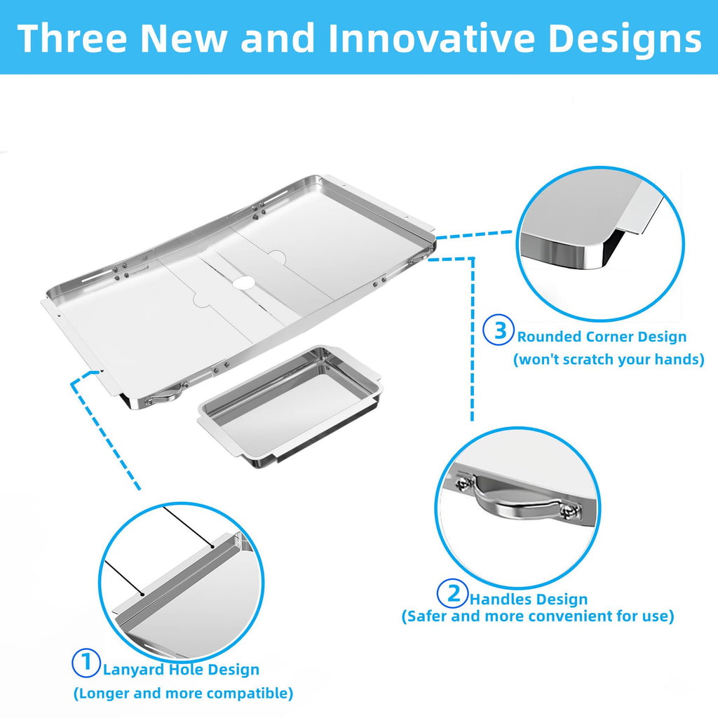 Adjustable Stainless Steel Grill Grease Tray with Catch Pan M297