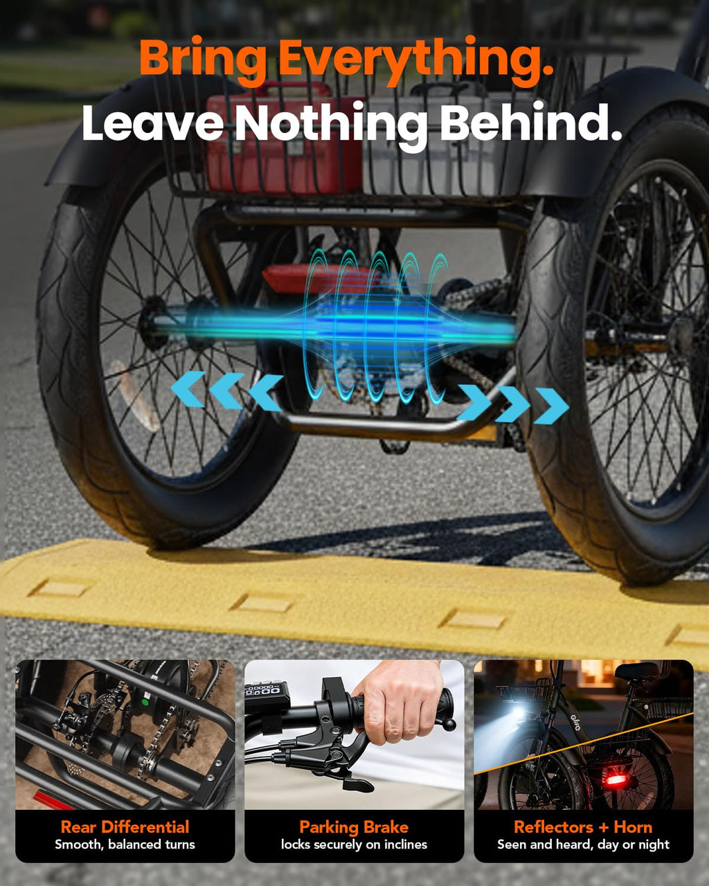1200W Folding Electric Trike with Cargo Rack F561269