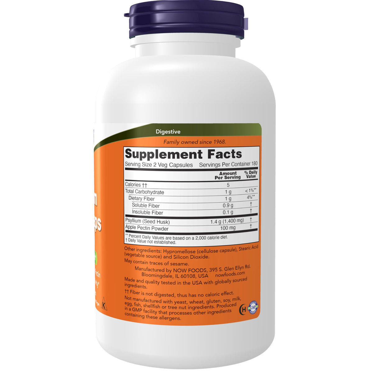 Psyllium Husk Caps 700 mg with Apple Pectin Y9874