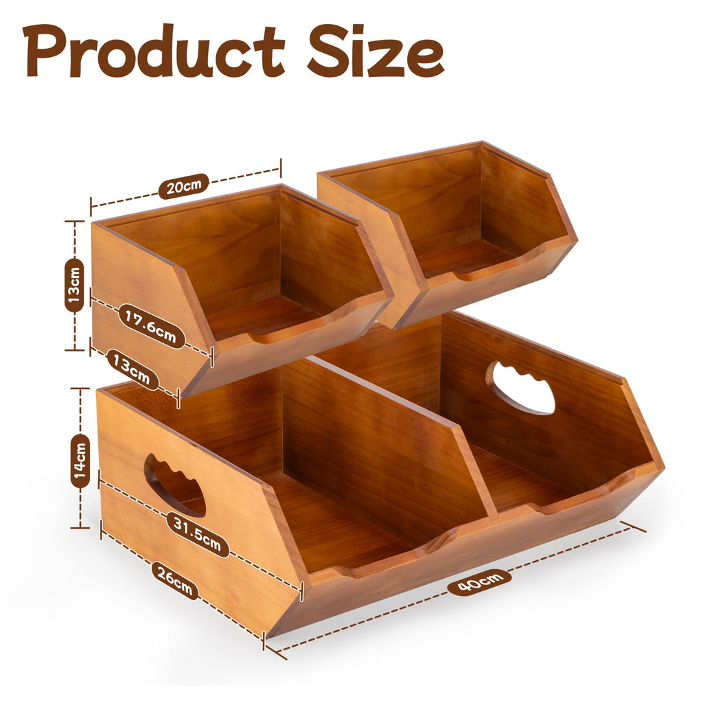 Wooden Stackable Pantry Storage Bins K780555