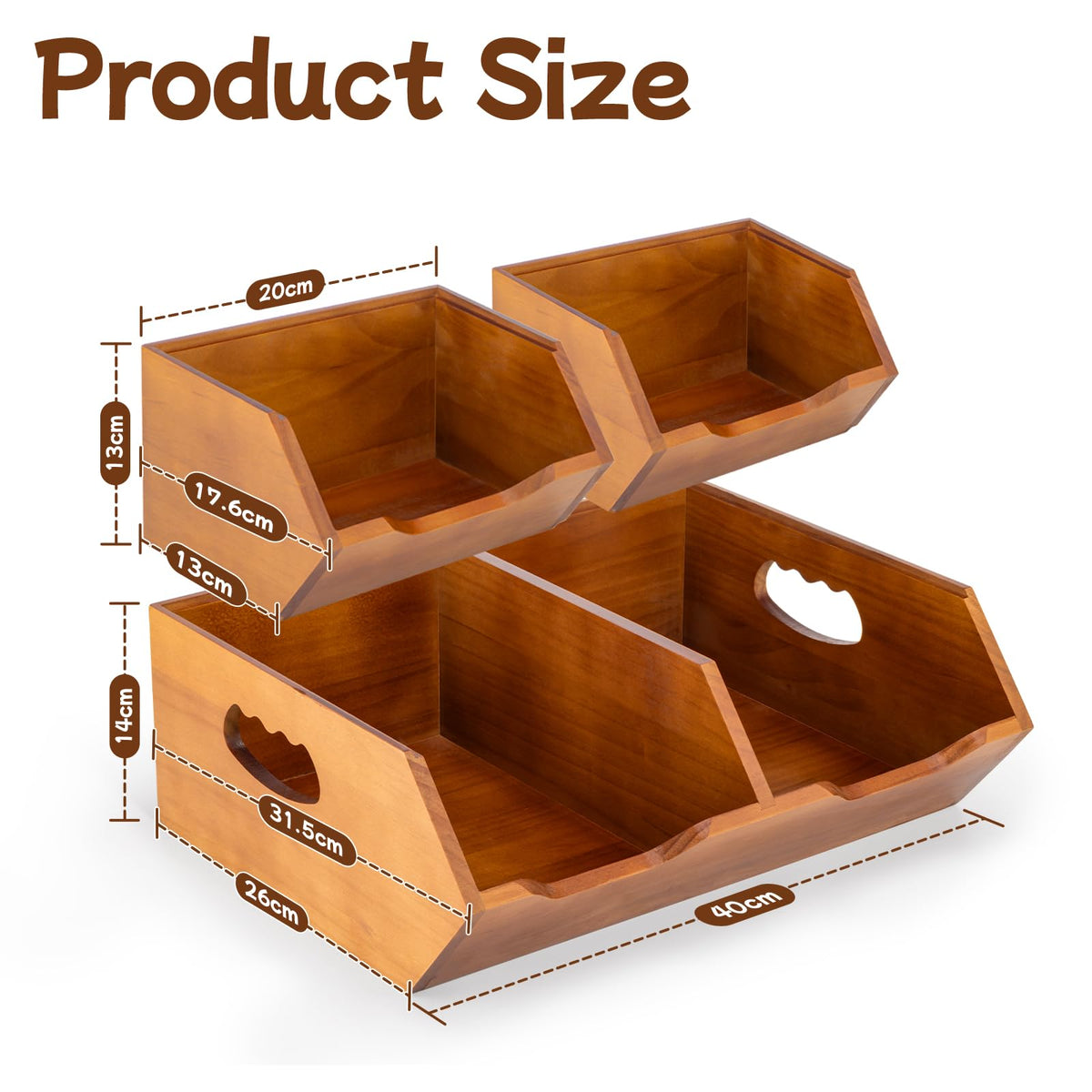 Wooden Stackable Pantry Storage Bins K780555