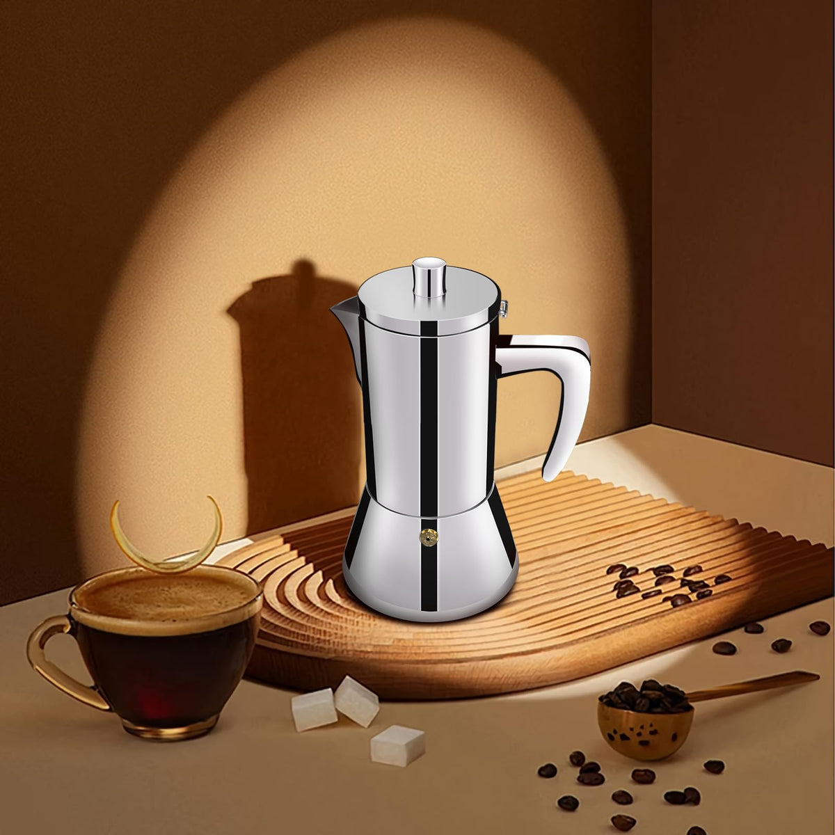 12 Cup 304 Stainless Steel Moka Pot Stovetop Espresso Maker 600ml O70405
