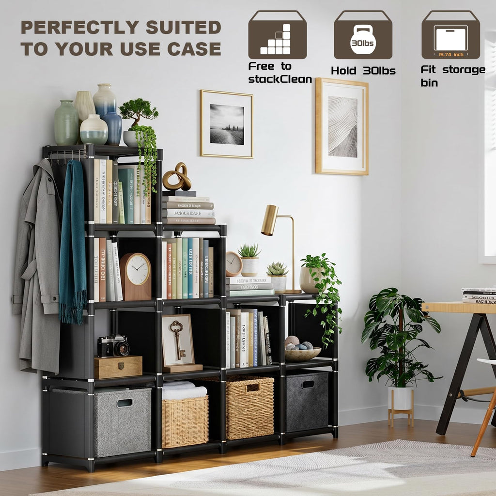 Black 12 Cube Metal Bookcase G781