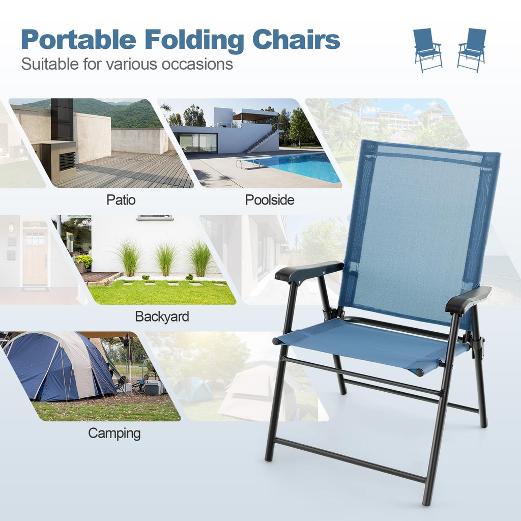 Blue Set of 2 Folding Sling Chairs I692061