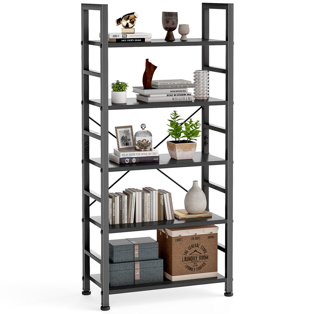 5 Tiers Freestanding Tall Bookshelf F275571