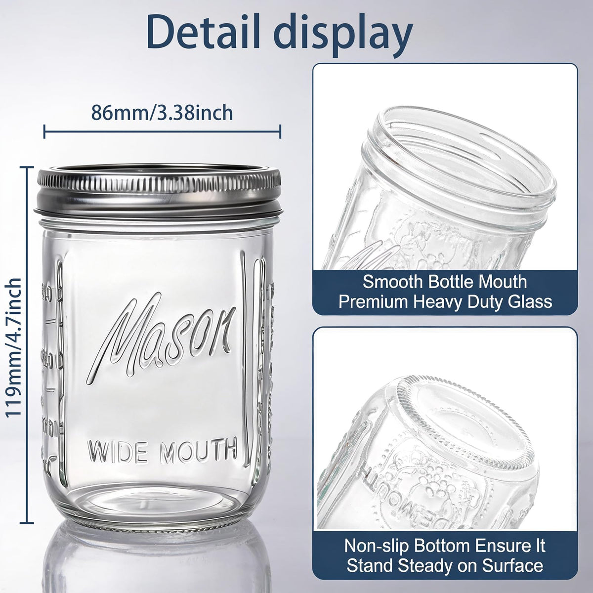 6-Pack 16 oz Wide Mouth Glass Mason Jars with Lids Z256