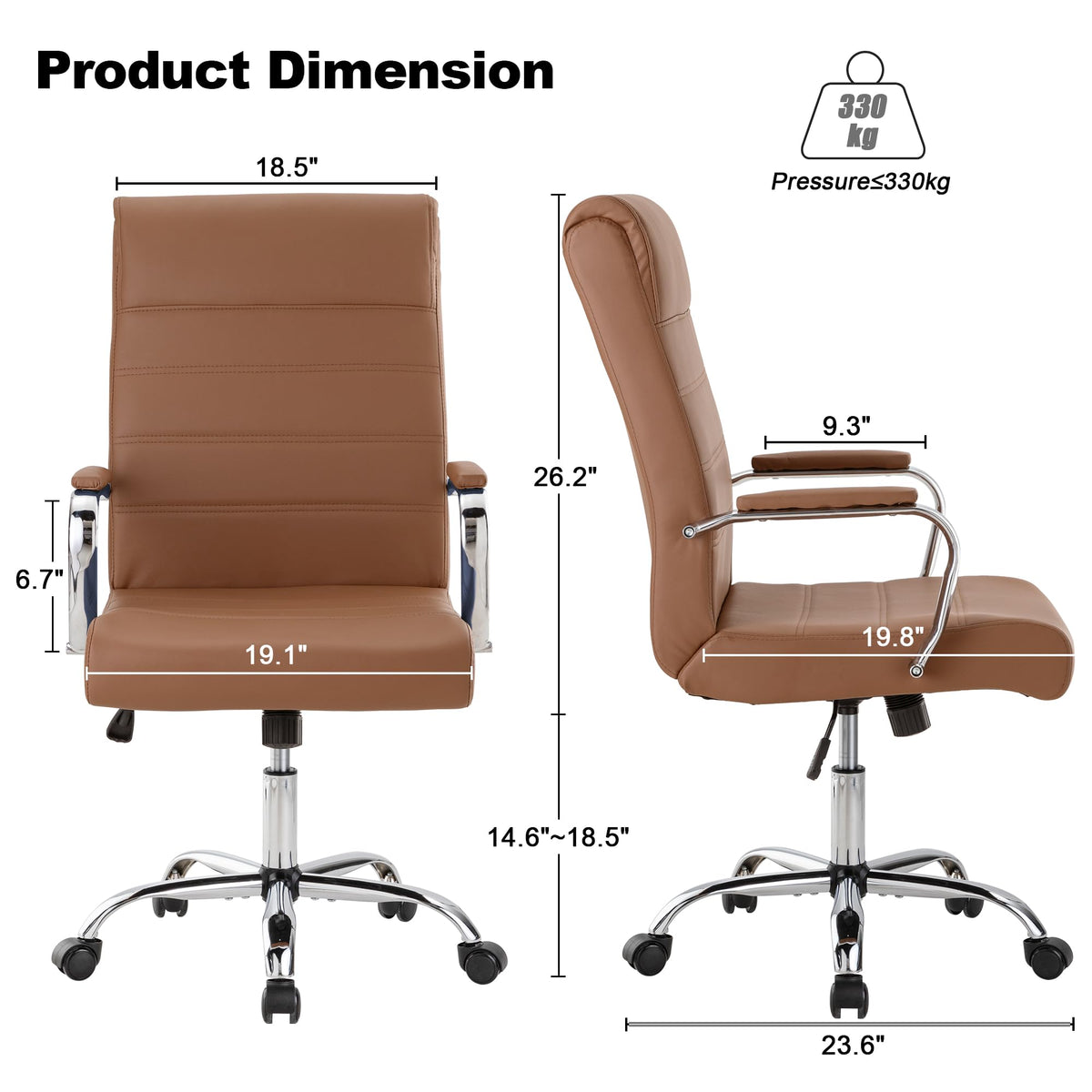 Brown Leather High Back Office Chair with Armrest E8212