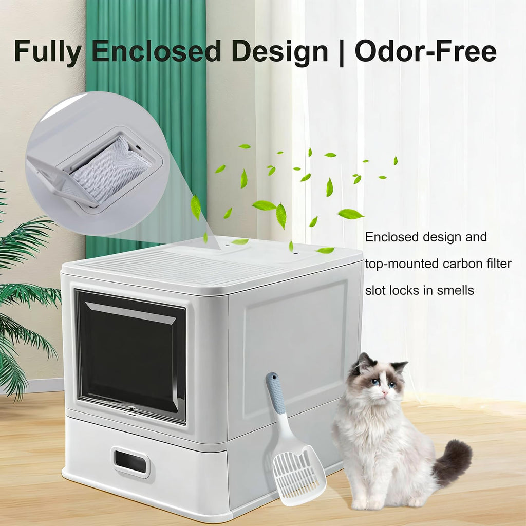 Enclosed Stainless Steel Cat Litter Box with Lid T99284