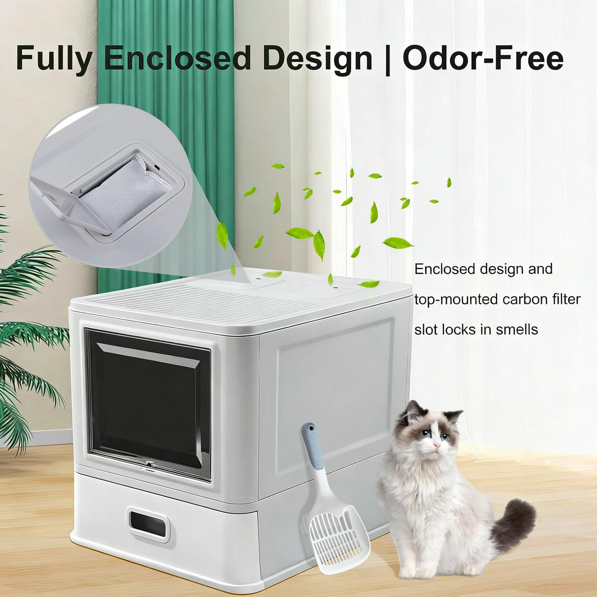 Enclosed Stainless Steel Cat Litter Box with Lid T99284