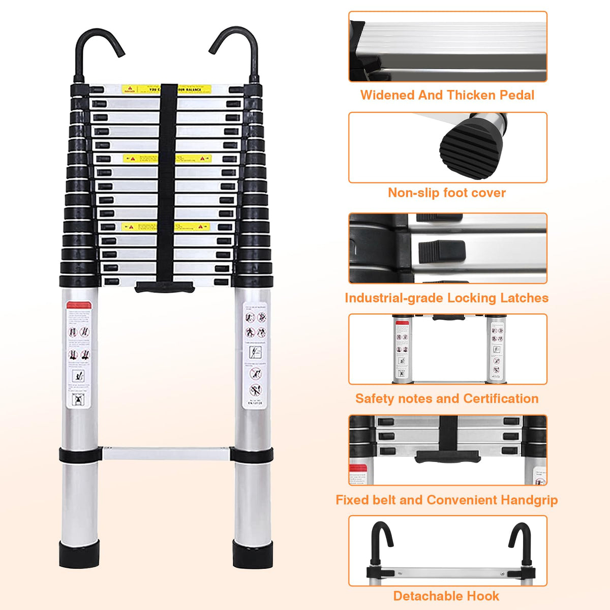 Aluminum Telescoping Ladder 20 FT 330 Lb Capacity U46050