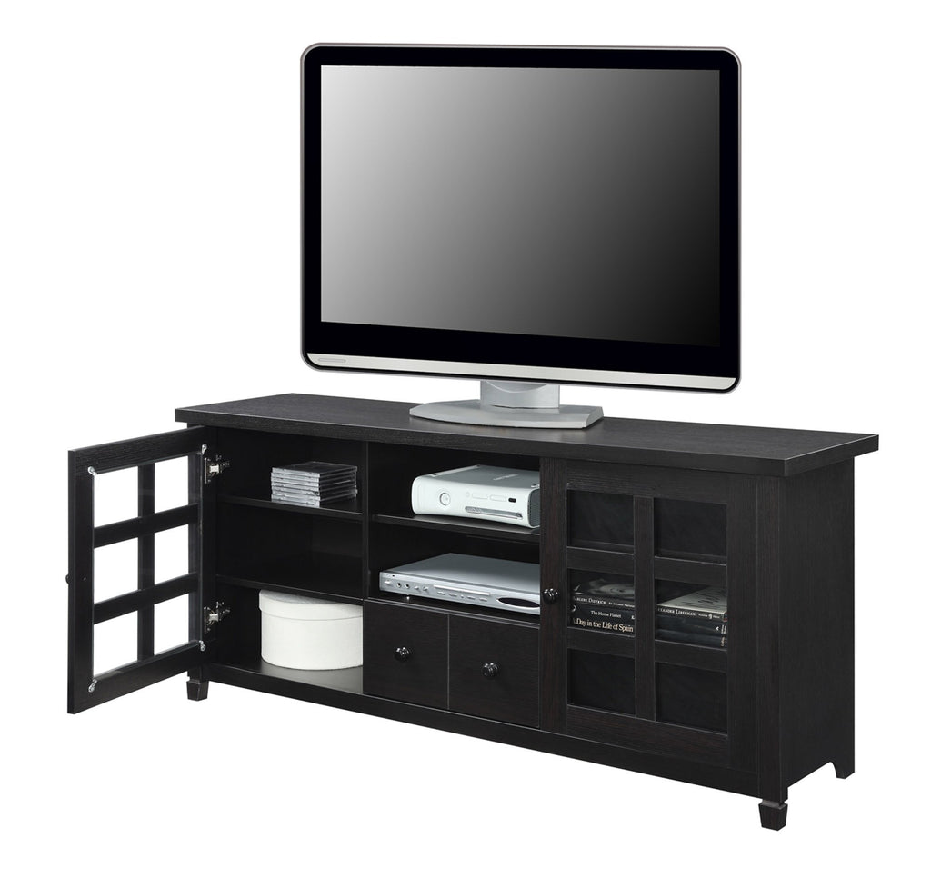 Espresso 1 Drawer TV Stand with Storage Cabinets and Shelves Q5892