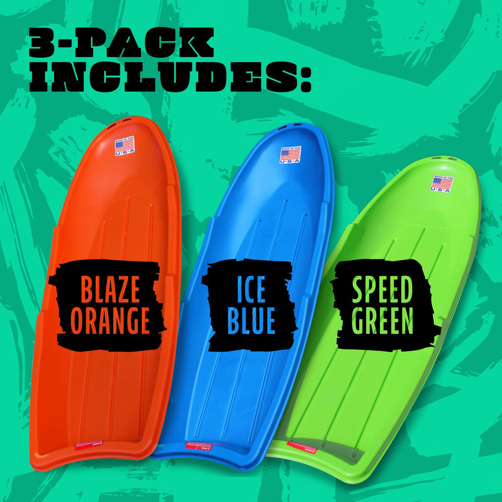 48 Inch Toboggan Style Plastic Snow Sled 3-Pack Y8264