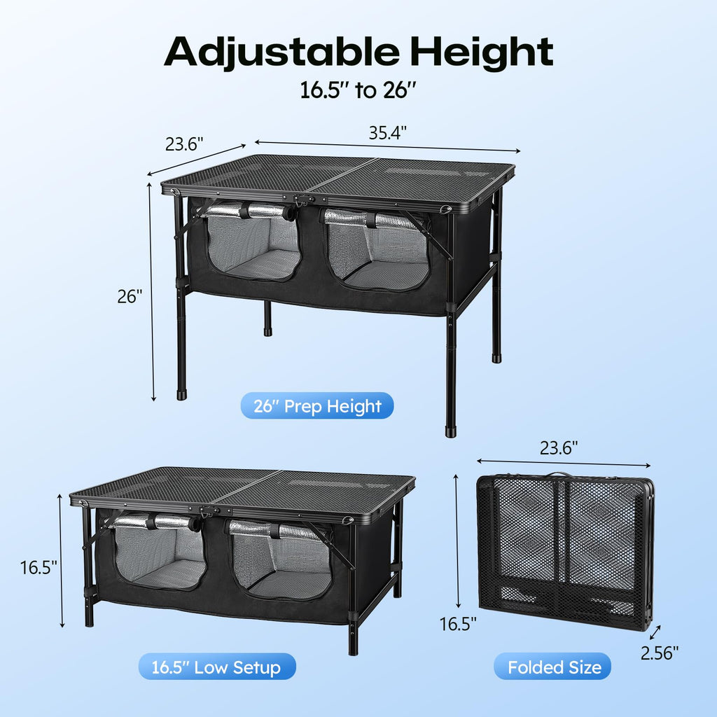 Folding Camping Table with Storage and Cooler Bag W9103
