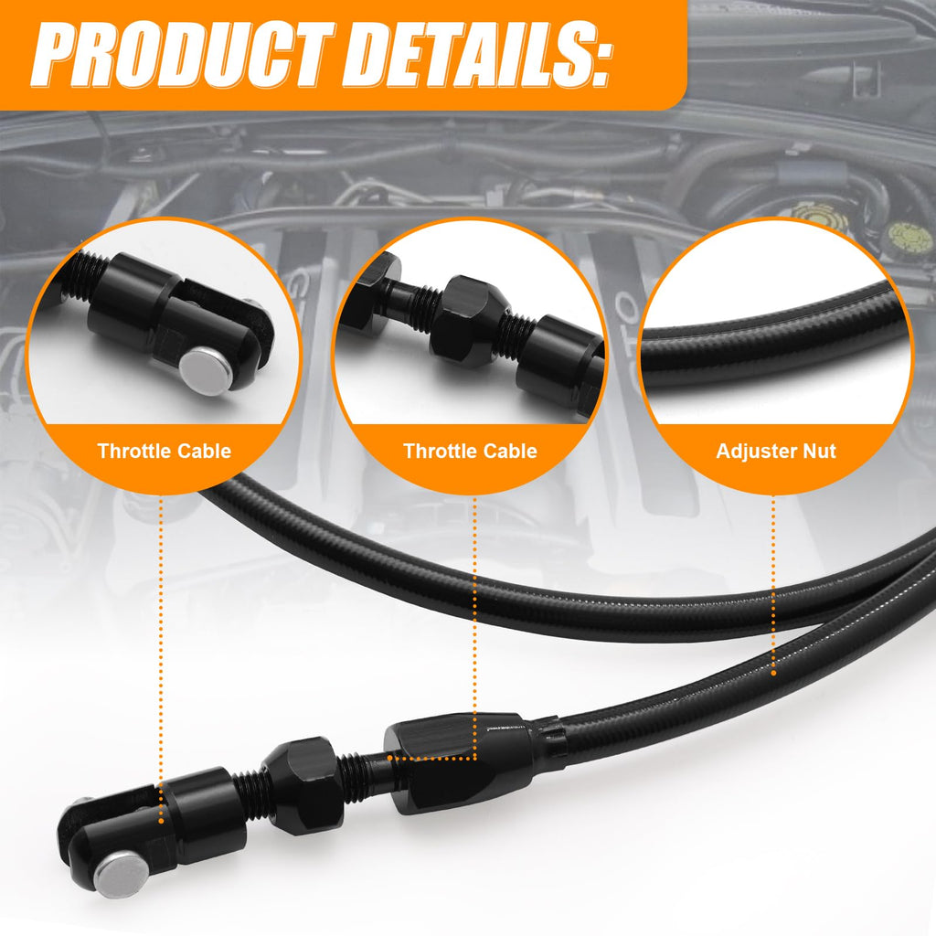 36-Inch LS Throttle Cable Stainless Steel Braided C35106