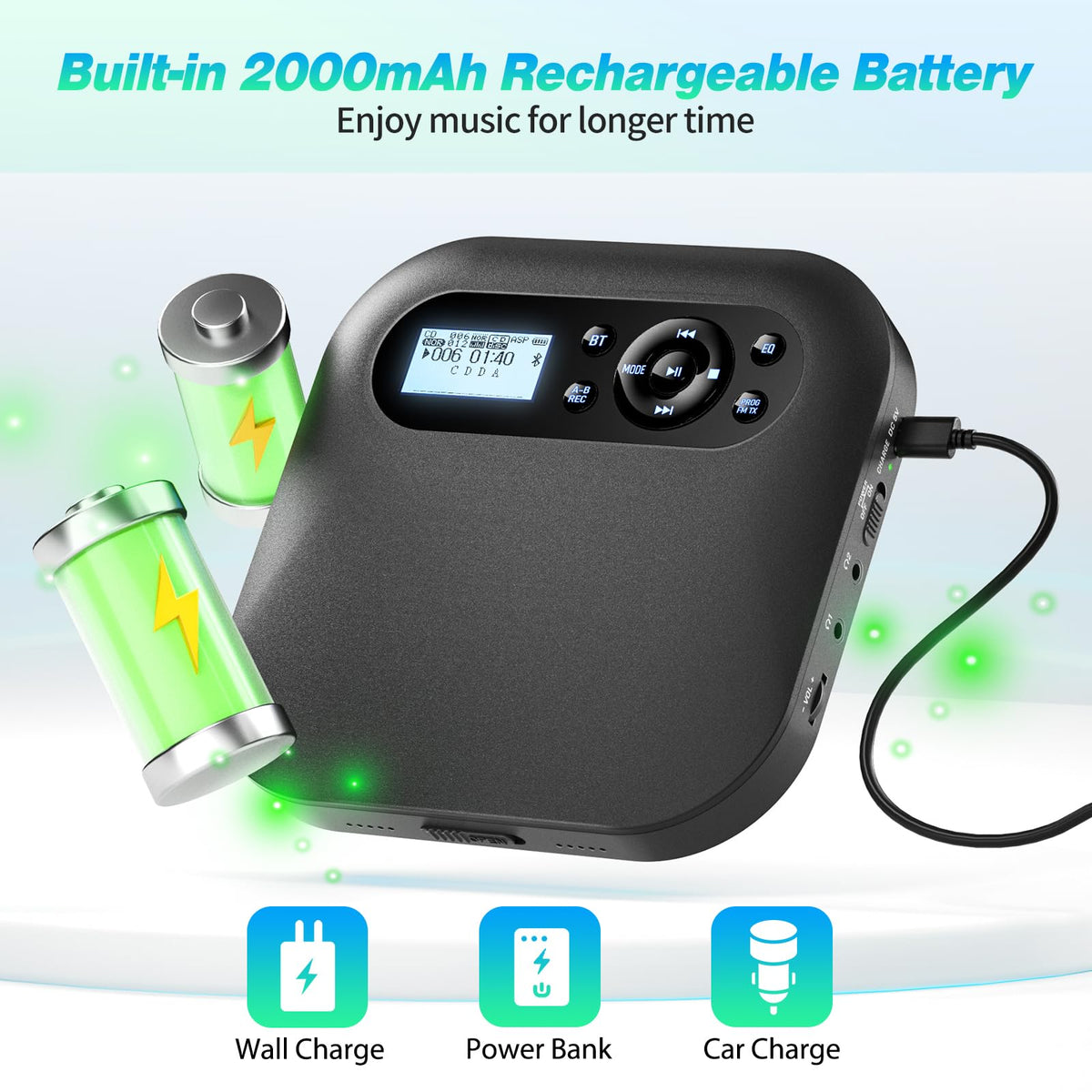 Portable CD Player with Bluetooth V9564