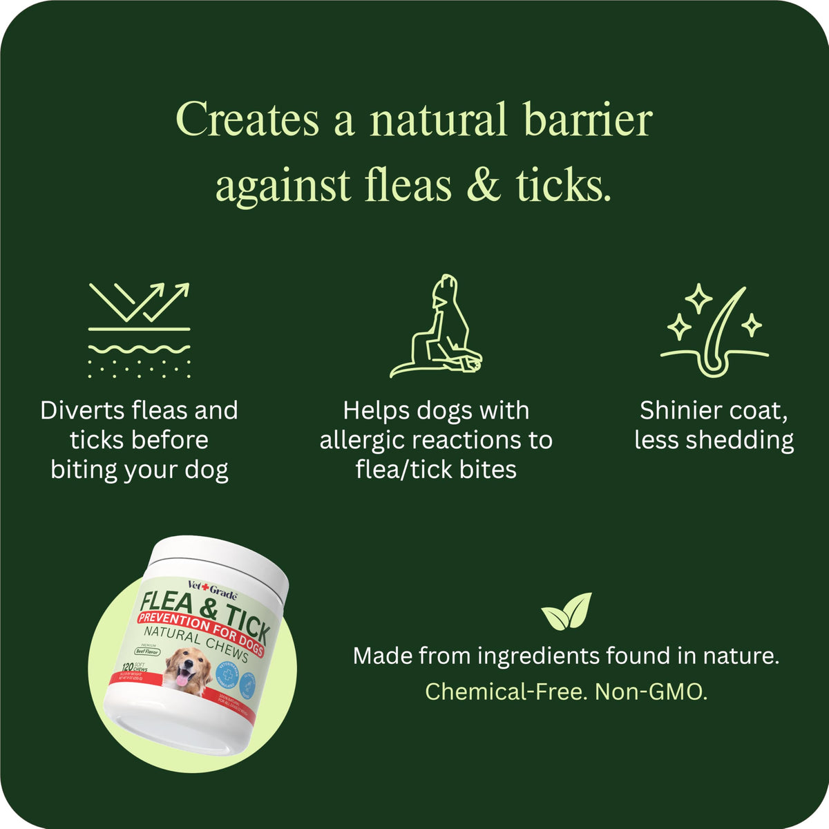 Chewable Flea and Tick Prevention for Dogs 120 Chews Beef S531839
