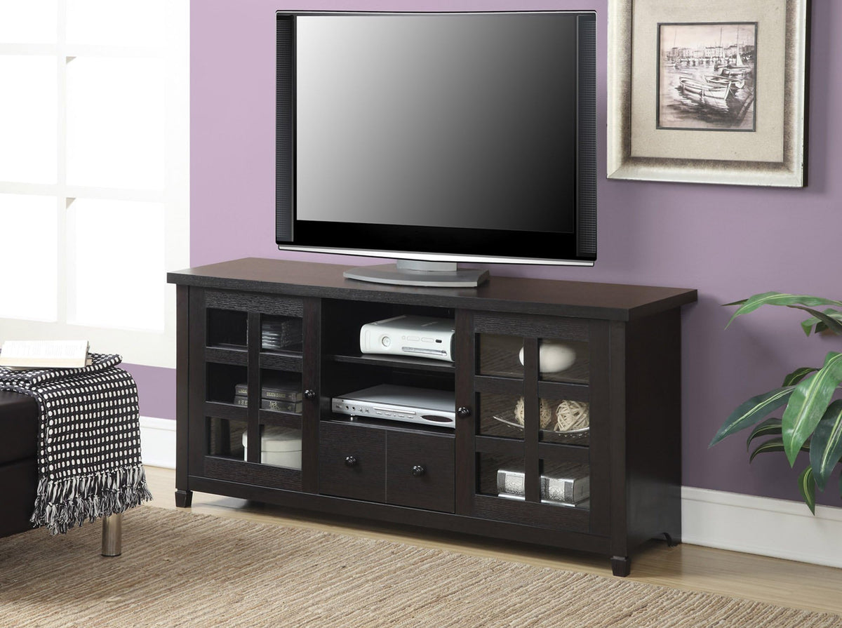Espresso 1 Drawer TV Stand with Storage Cabinets and Shelves Q5892