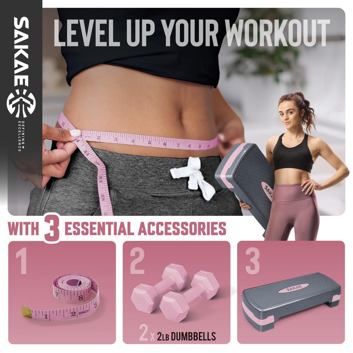 Adjustable Stepper Set with Dumbbells V603767