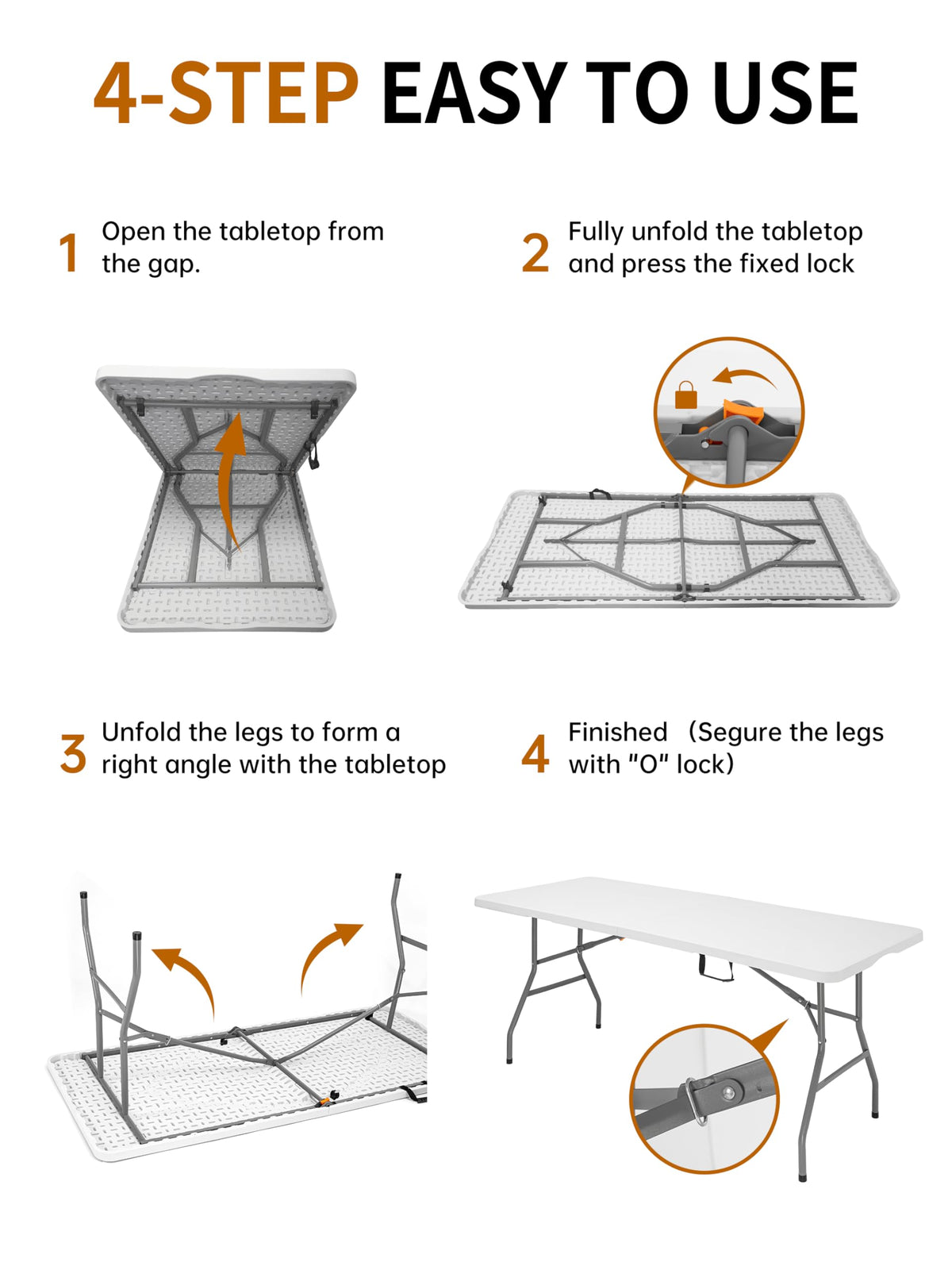 6Ft Heavy Duty Portable Plastic Folding Table L238