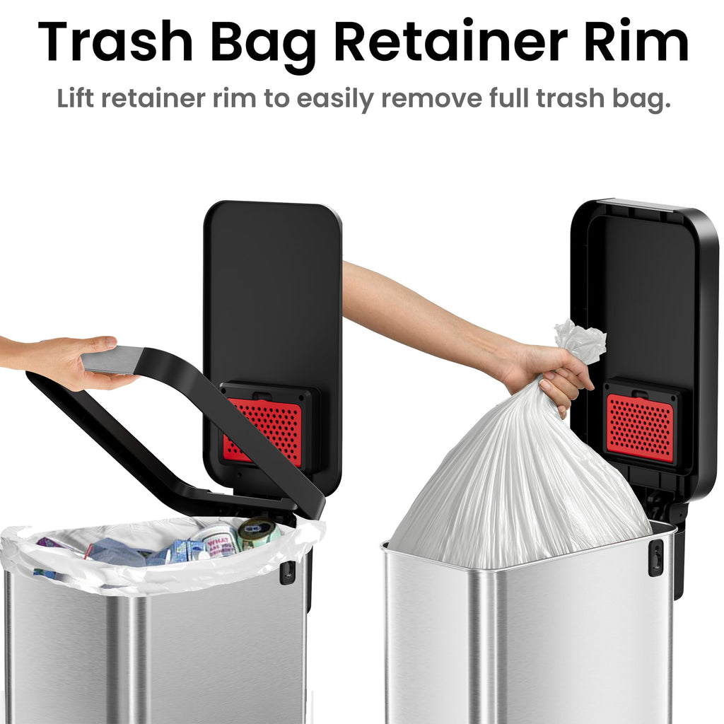 13.2 Gal / 50L Slim Step Pedal Kitchen Trash Can P190045