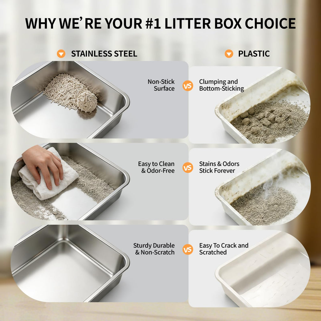 Stainless Steel Extra Large Enclosed Cat Litter Box Y927812