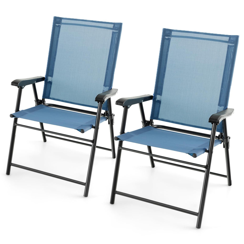 Blue Set of 2 Folding Sling Chairs I692061