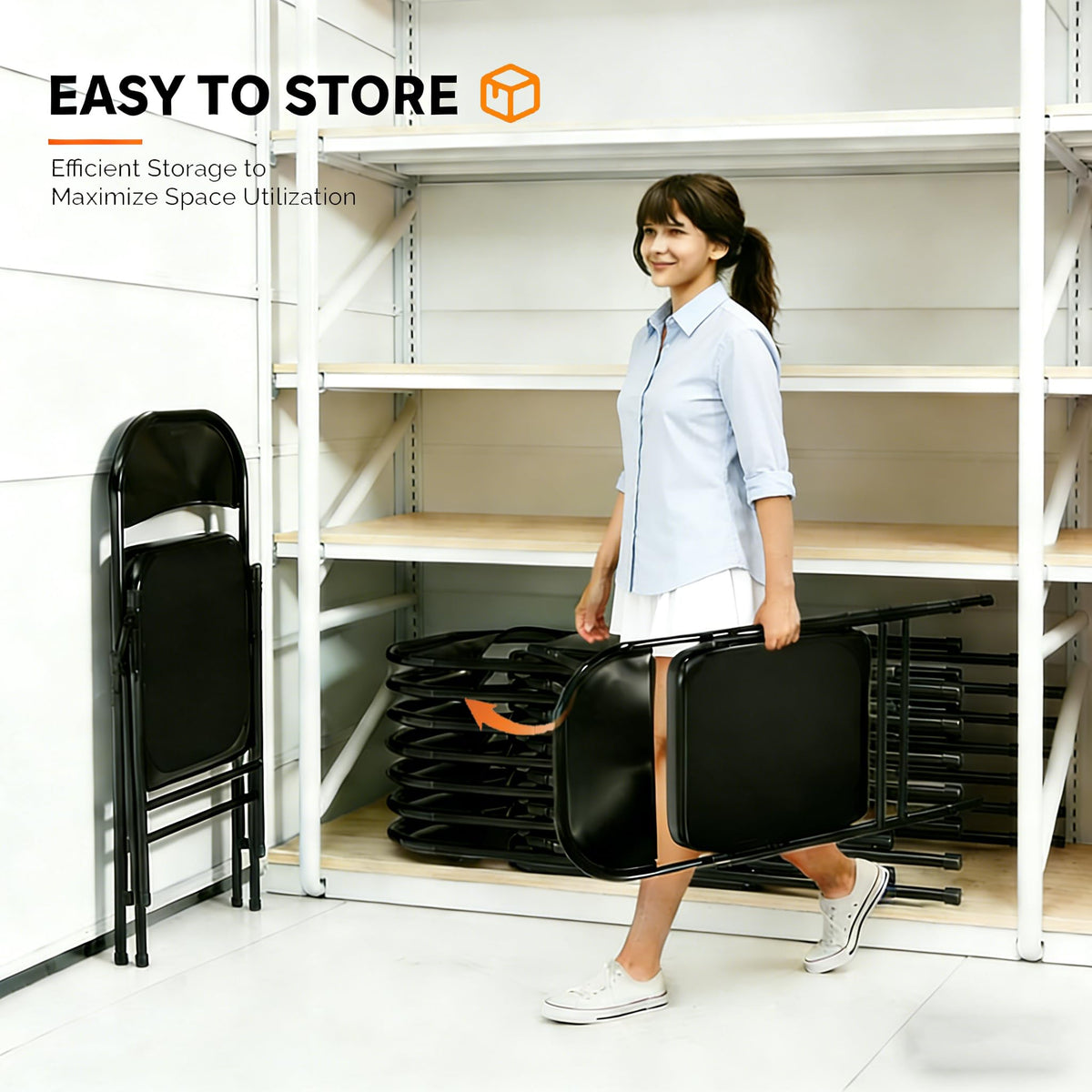 Black Heavy Duty Metal Folding Chairs 10 Pack I86650