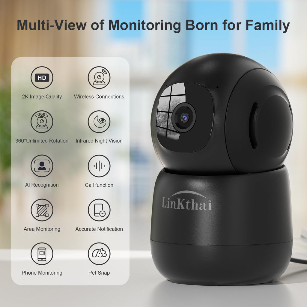 Black 2K Indoor Security Camera A67140