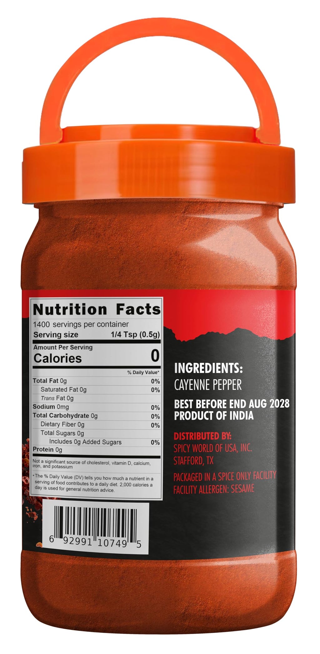 Cayenne Pepper Powder 2.5LB Jar 50,000 SHU Gluten Free Q630688